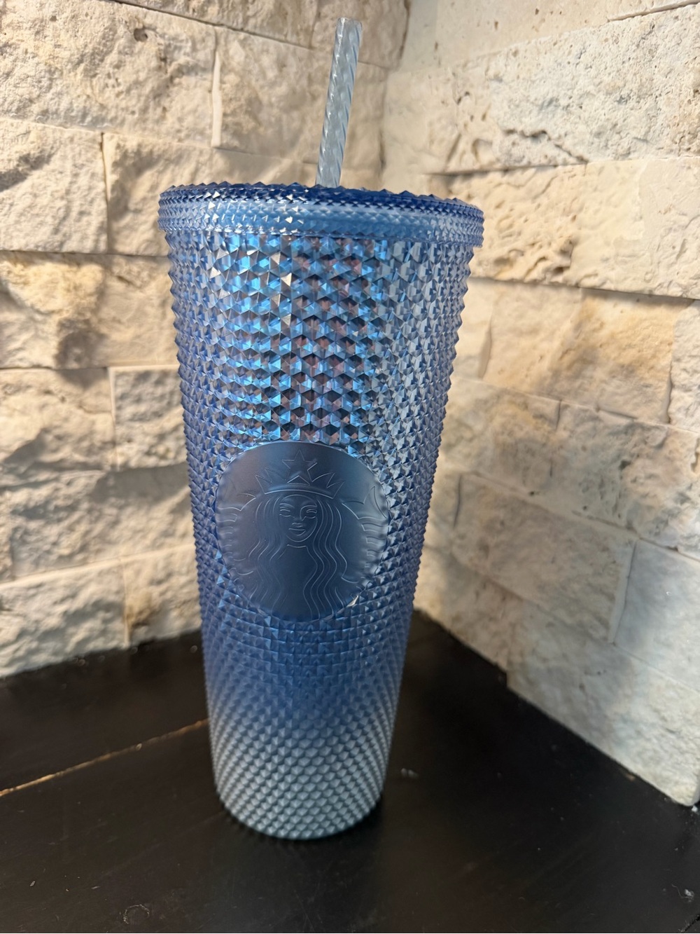 NEW Starbucks Blue Icicle Ombre Gradient Bling Studded 24oz Venti Tumbler